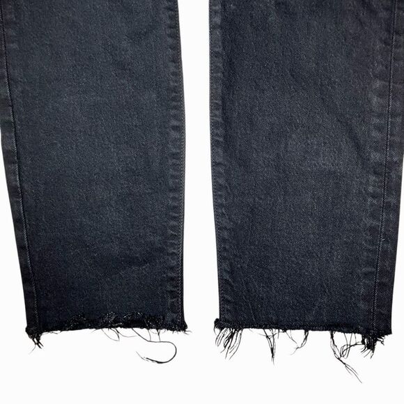Levi’s Wedgie Straight Ankle Jeans in Distressed Dark Black Women’s 27 - Picture 7 of 15